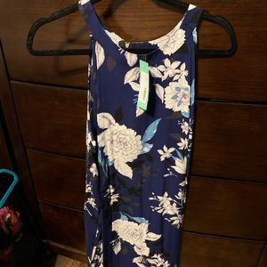 Navy floral dress.